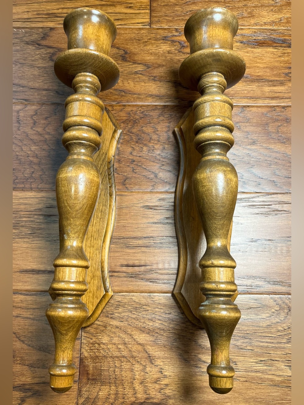 Wooden Wall Sconces 16 Inches
Long Brass Insert for Candles
Vintage Set 2